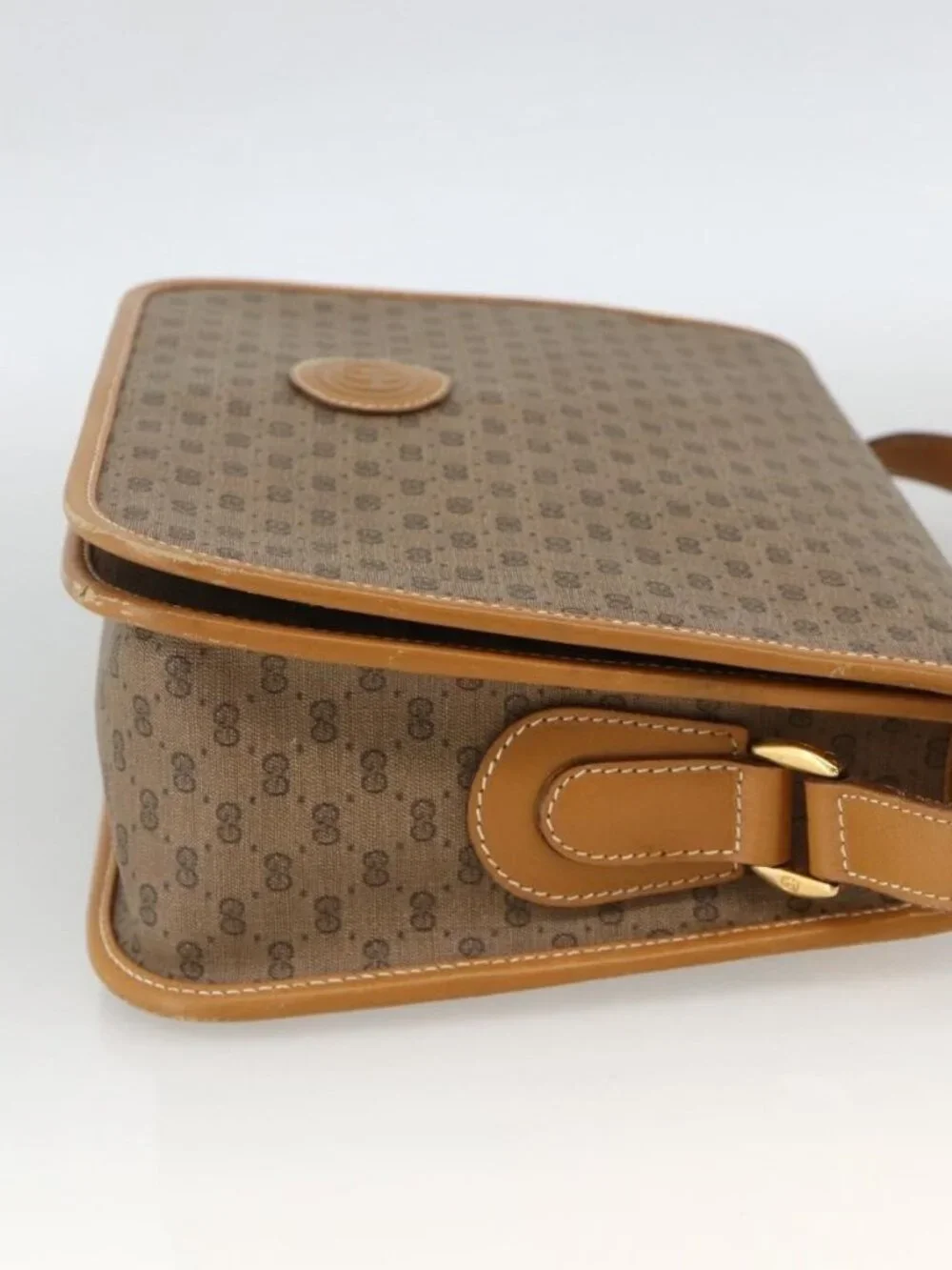 GUCCI Micro GG Supreme Shoulder Bag PVC Beige Gold 001 904 0915 Auth ka3456